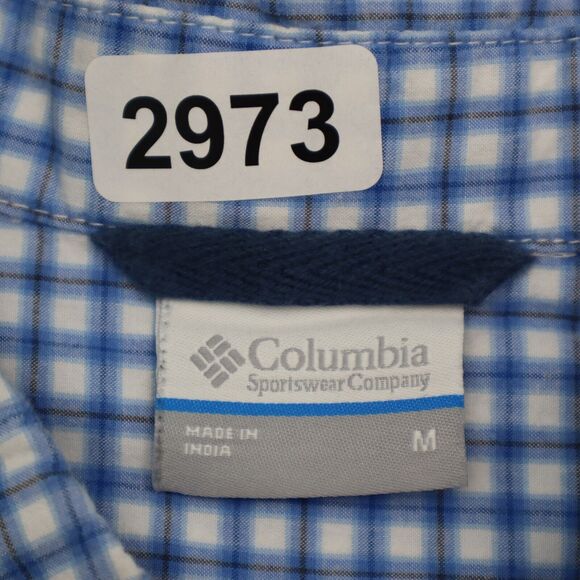 Columbia Button Up Shirt Mens M Blue Checked Fishing Outdoor Fish Hike Camp - Picture 2 of 14